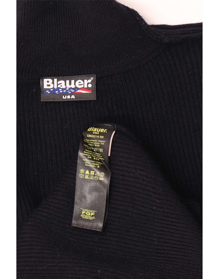 Blauer Herren-Pullover mit Rollkragen, mittelgroß, marineblaue Wolle
