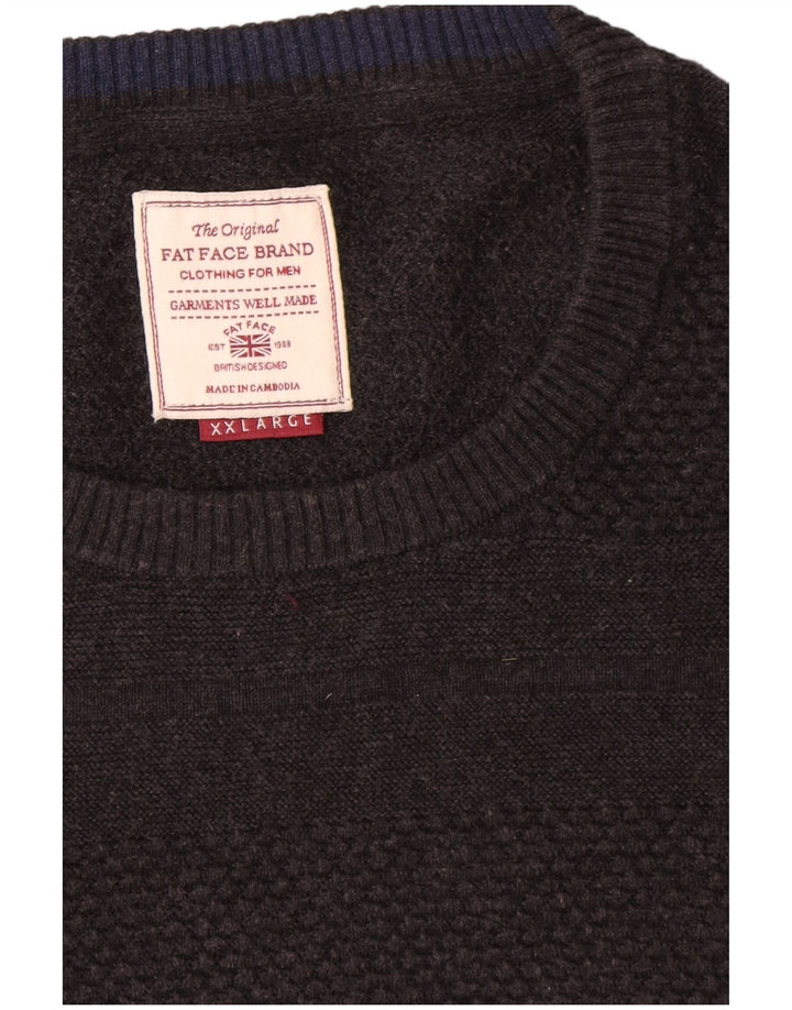 Fat Face Herren-Pullover mit Rundhalsausschnitt, 2XL, graue Baumwolle