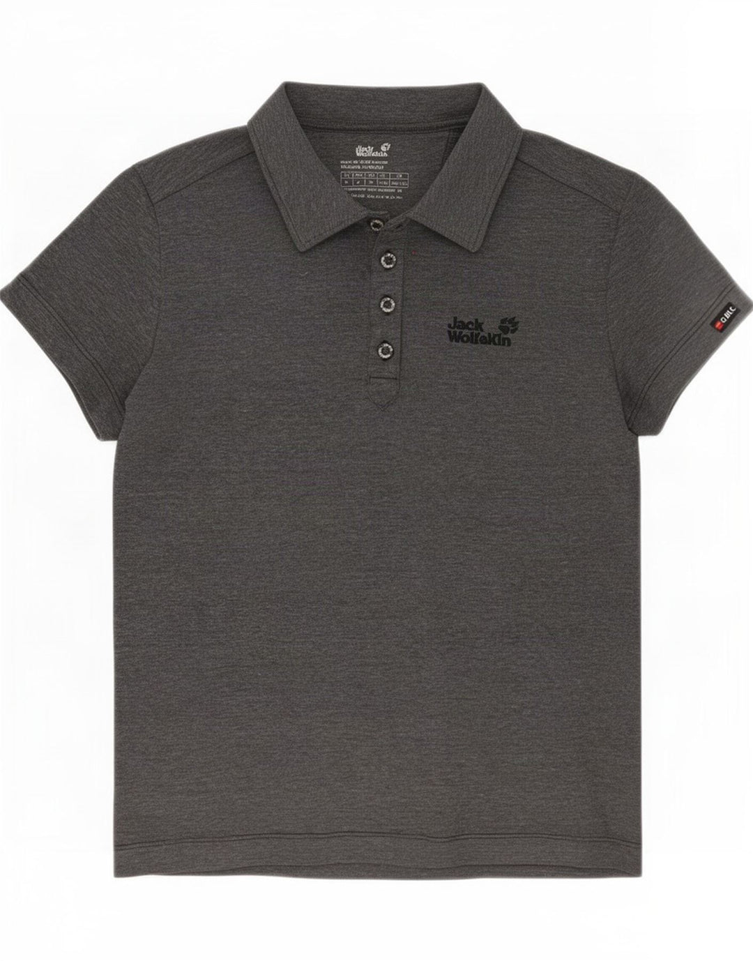 Jack Wolfskin Damen Poloshirt UK 12/14 Mittelgrau meliertes Polyester