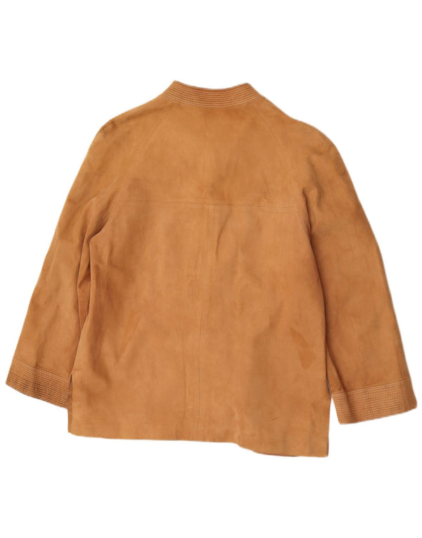 Vintage Damen 3-Knopf-Wildleder-Blazerjacke UK 14 Mittelbeige