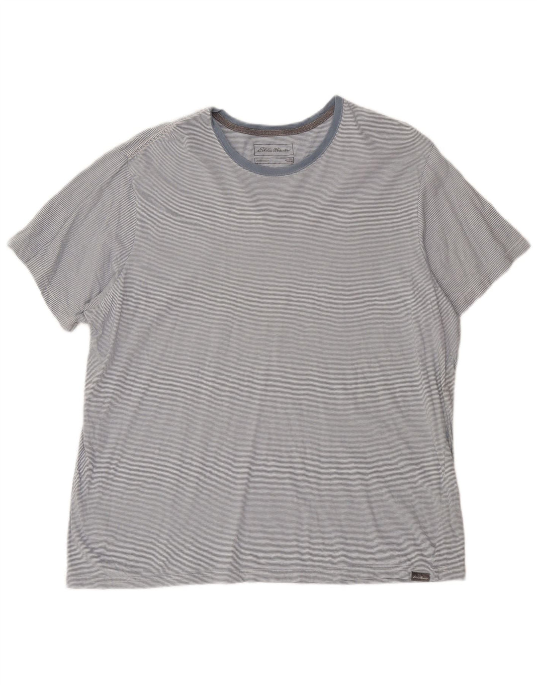 Eddie Bauer Herren T-Shirt Top 2XL Grau Nadelstreifen Baumwolle