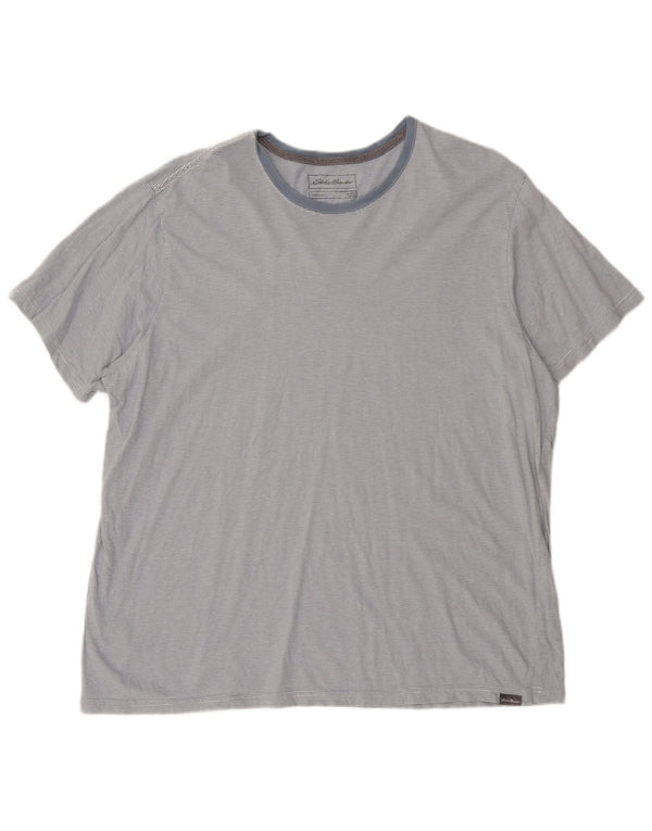 Eddie Bauer Herren T-Shirt Top 2XL Grau Nadelstreifen Baumwolle