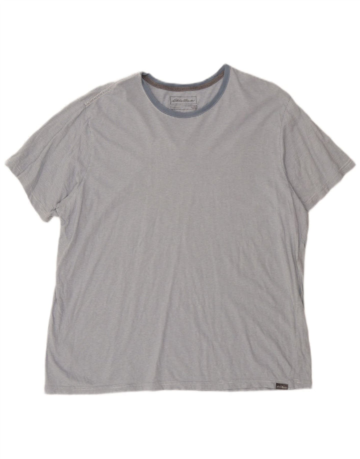Eddie Bauer Herren T-Shirt Top 2XL Grau Nadelstreifen Baumwolle