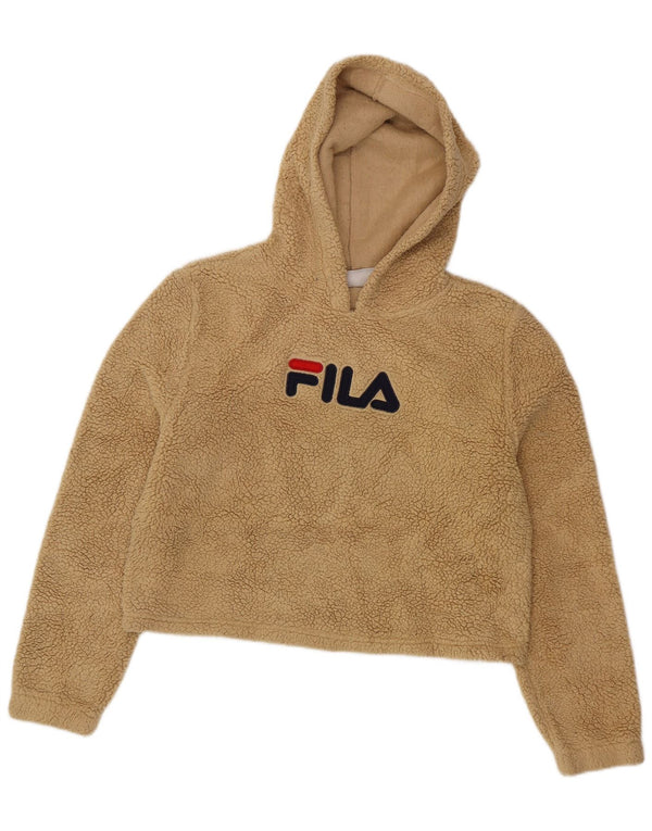 Fila Damen Übergroßer Fleece-Hoodie-Pullover UK 10 Small Beige Polyester