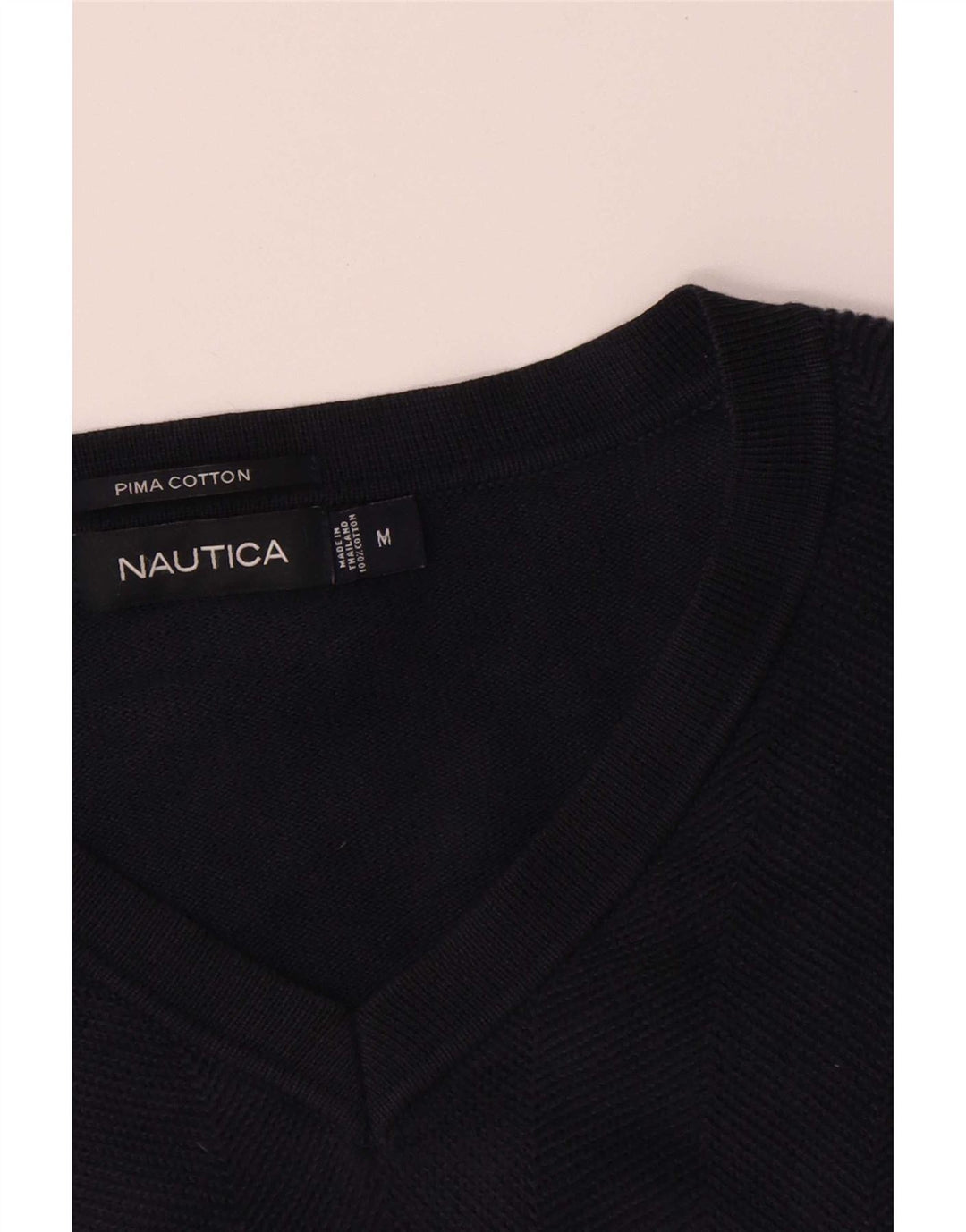 Nautica Herren-Pullover mit V-Ausschnitt, mittelmarineblaue Baumwolle