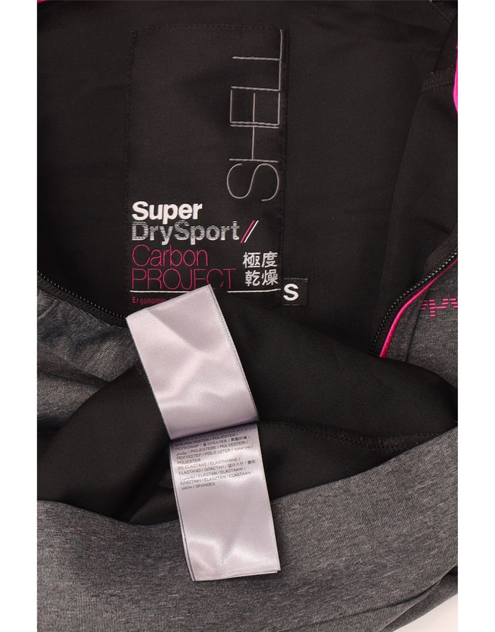 Superdry Damen-Kapuzenpullover mit grafischem Reißverschluss, UK 10, Größe S, Grau, Polyester