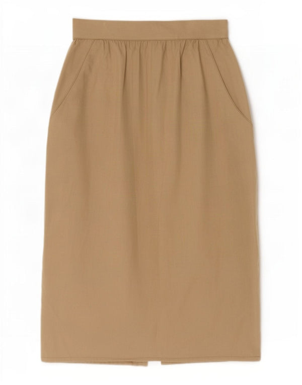 Vintage Damen Bleistiftrock IT 42 Medium W26 Khaki Baumwolle