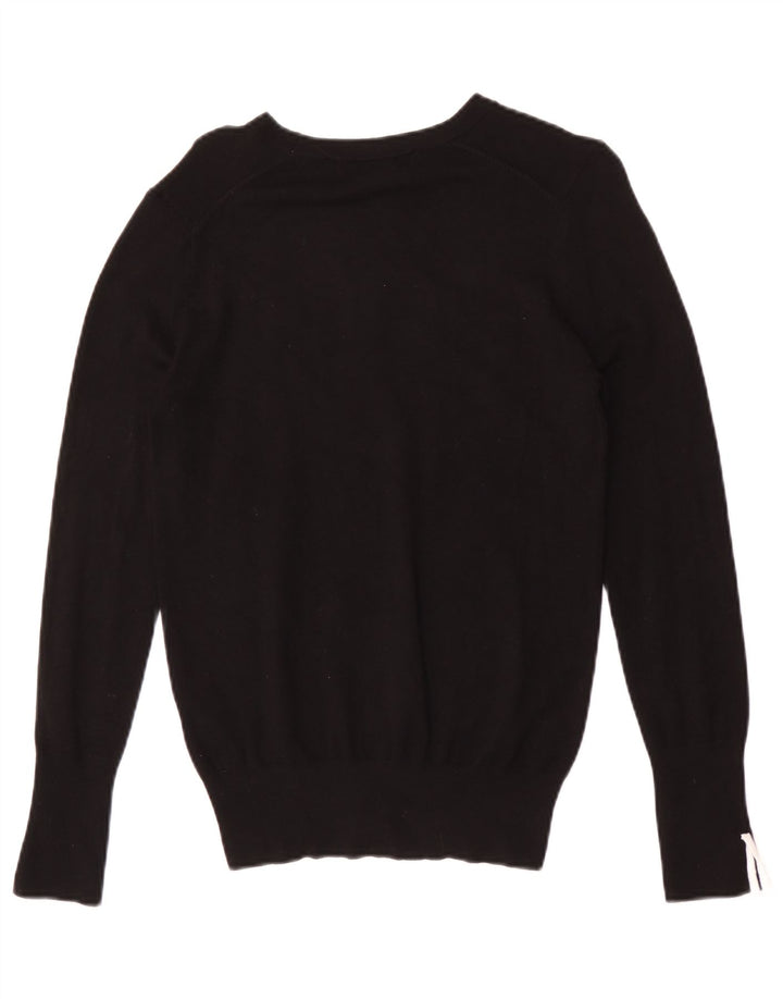 Zara Damen-Pullover mit U-Boot-Ausschnitt, UK 12, mittlere schwarze Viskose