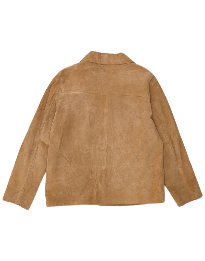 Donna Pelle Damen Wildlederjacke IT 52 2XL Beige Leder