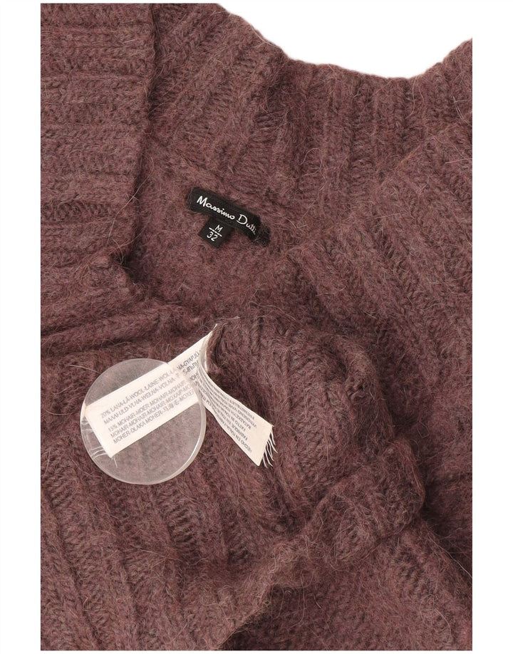 MASSIMO DUTTI Damen-Pullover mit V-Ausschnitt, UK 12, mittleres Burgunderrot