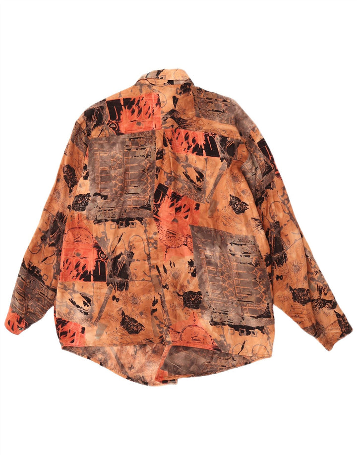 Vintage Damen Hemd mit abstraktem Muster EU 44 XL Braun Rayon