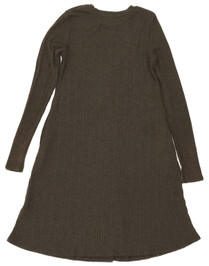 Marks & Spencer Damen-Langarmkleid in A-Linie, Größe S, Khaki, Polyester