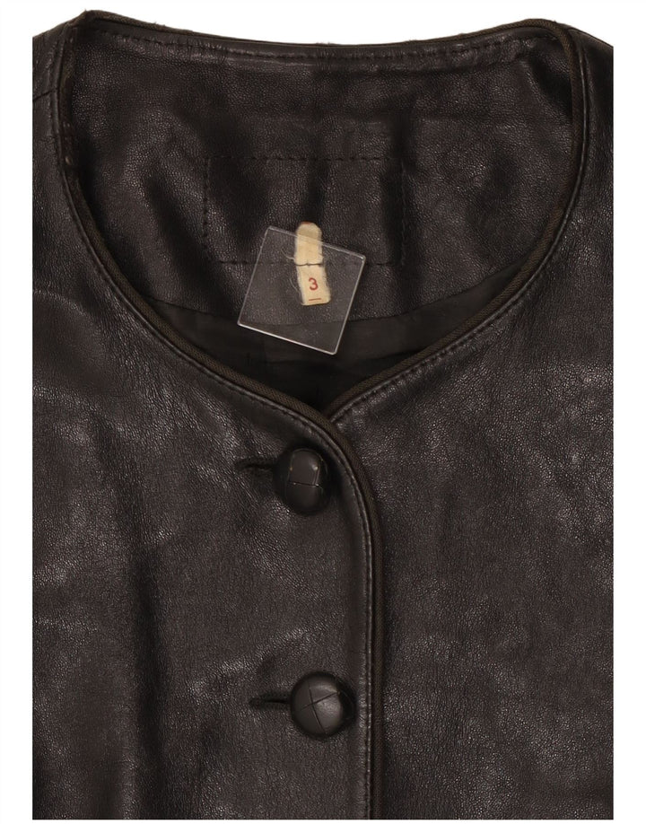 Vintage Damen Lederjacke UK 12 Medium Schwarz