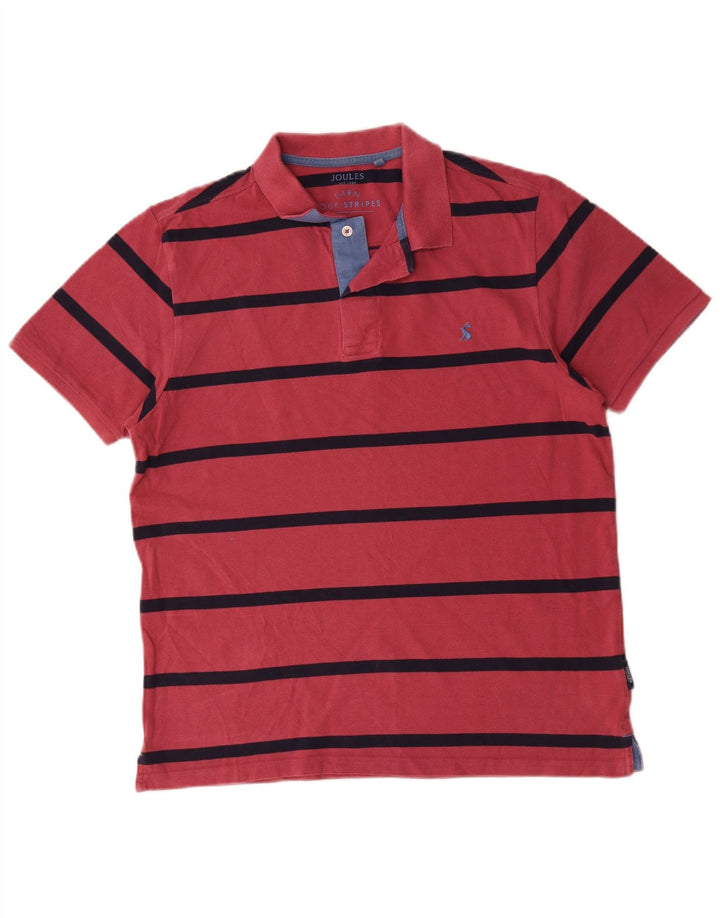 Joules Herren-Poloshirt aus mittelrosa gestreifter Baumwolle