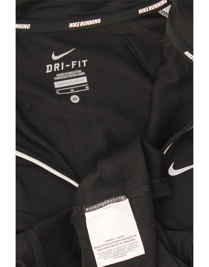 NIKE Mens Running Zip Neck Tracksuit Top Medium Black Polyester Sports
