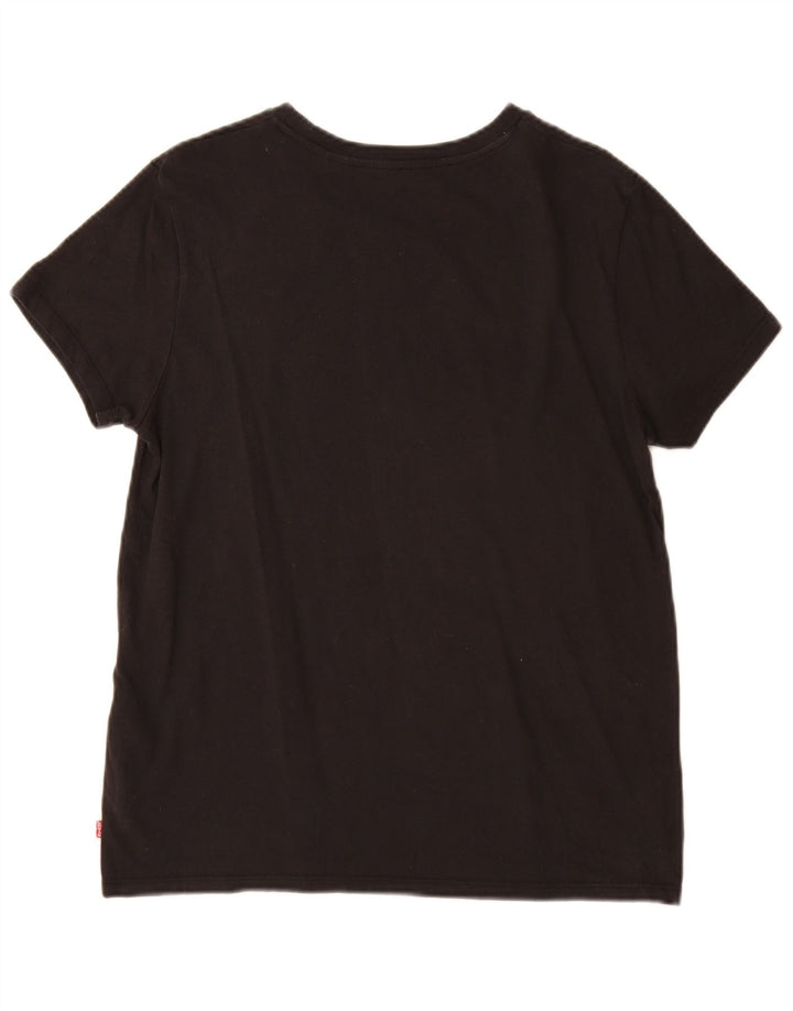 Levi's Womens Graphic T-Shirt Top UK 14 Mittelschwarze Baumwolle