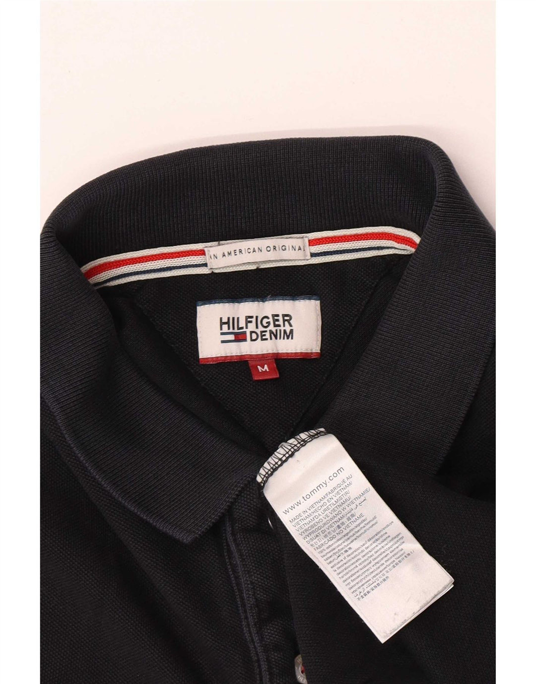 Tommy Hilfiger Herren-Poloshirt, mittelgroß, schwarze Baumwolle