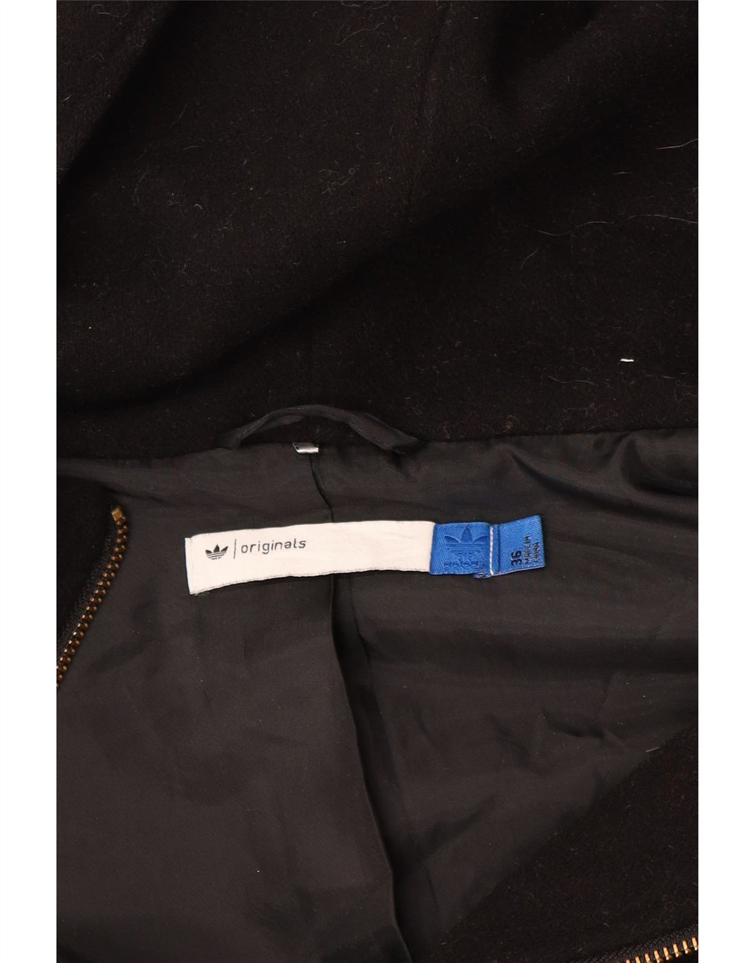 ADIDAS Womens Oversized Hooded Military Overcoat EU 36 Small Black Wool