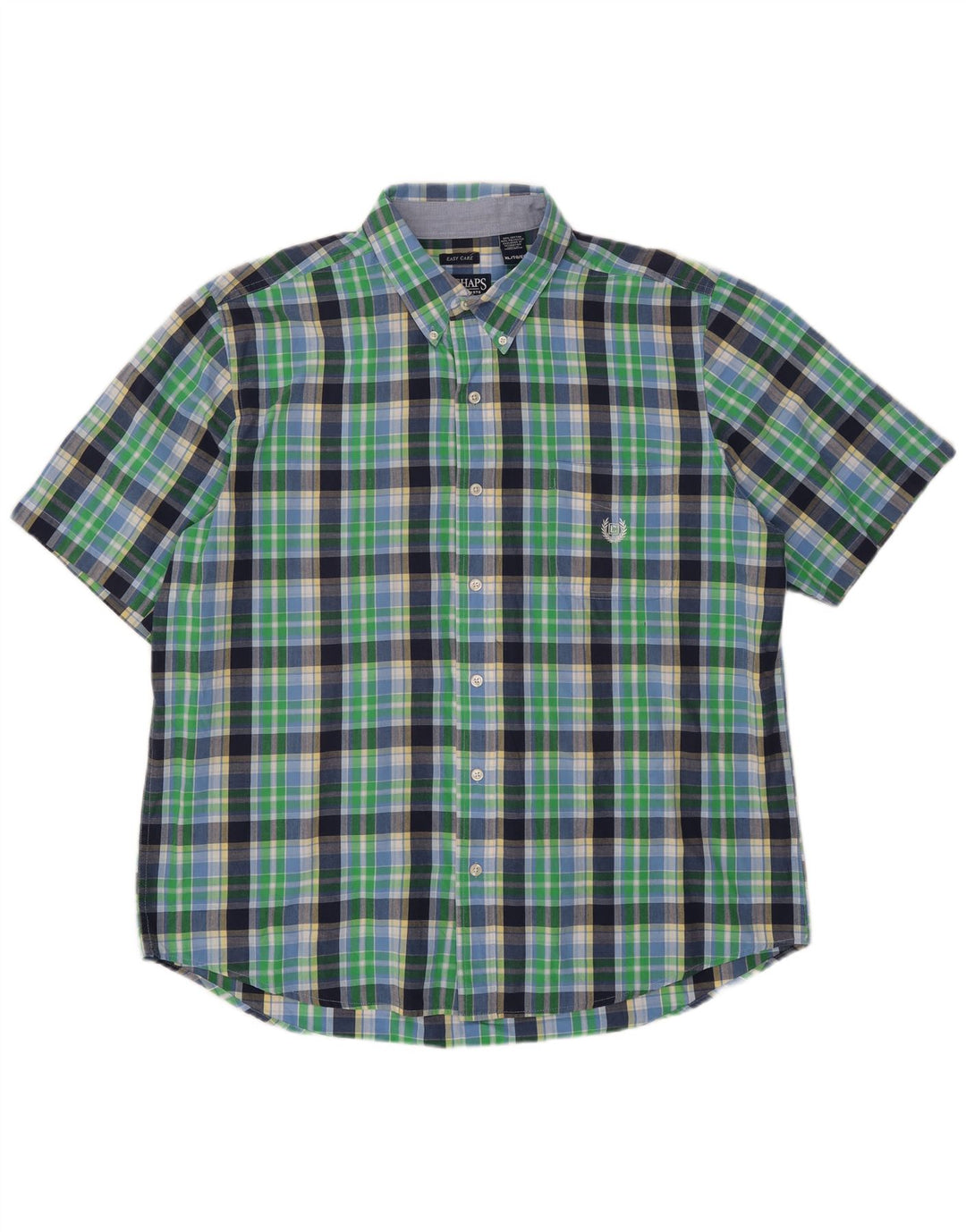 Chaps Herren-Kurzarmhemd XL, grün kariert, Baumwolle