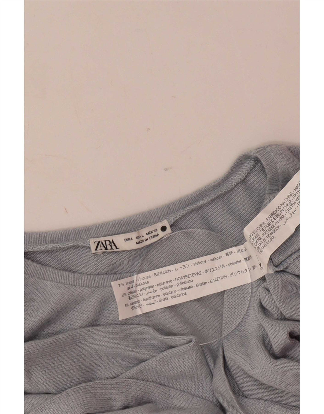 Zara Damen Top Langarm UK 14 Große graue Viskose