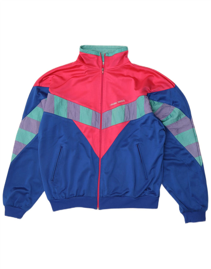 Vintage Herren-Trainingsanzug-Top-Jacke XL, mehrfarbig, Colourblock-Polyester