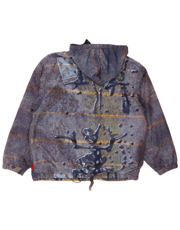 XS Exes Herren-Windbreakerjacke mit abstraktem Muster und Kapuze, Gr. 40, Blau