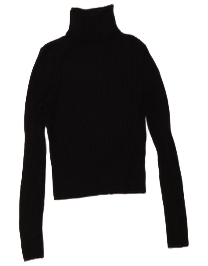 Zara Damen Crop Rollkragenpullover Pullover UK 12 Mittelschwarze Viskose