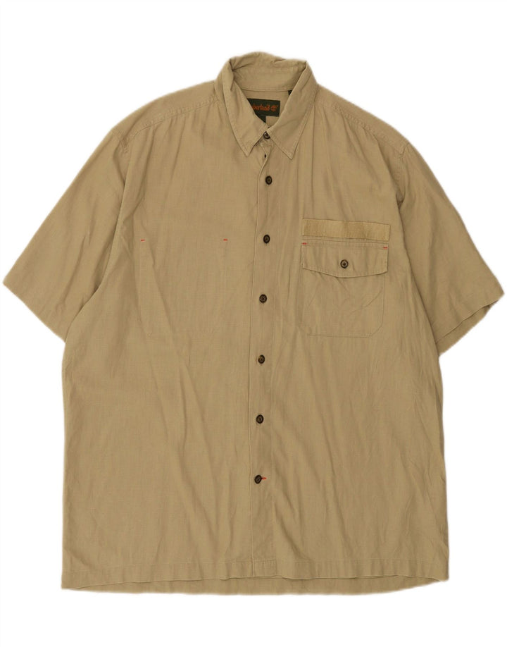 TIMBERLAND Herren Kurzarmhemd Large Beige Leinen