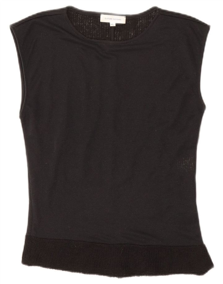 COSTUME NATIONAL Womens Sleeveless Blouse Top IT 42 Medium Black Polyester