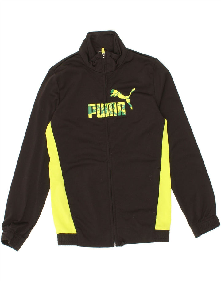 PUMA Boys Graphic Tracksuit Top Jacket 9-10 Years Black Colourblock Vintage Puma and Second-Hand Puma from Messina Hembry 