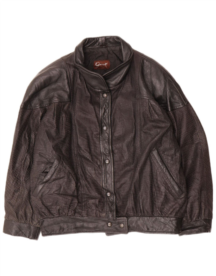 Vintage Damen Lederjacke IT 44 Mittelschwarzes Leder