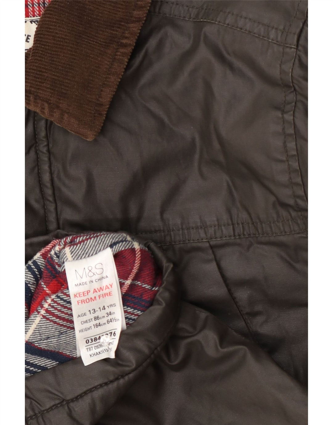 Marks & Spencer Jacke aus gewachster Baumwolle für Jungen, 13–14 Jahre, Khaki