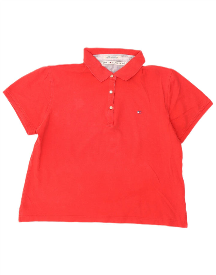 TOMMY HILFIGER Damen Poloshirt UK 18 XL Rote Baumwolle
