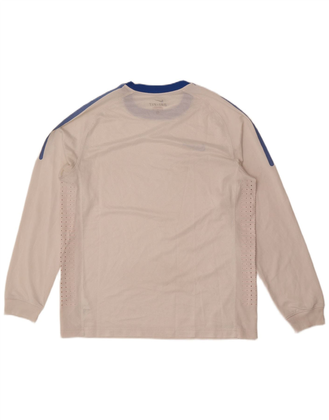 Nike Herren-Dri-Fit-Oberteil, langärmelig, groß, weißes Farbblock-Polyester
