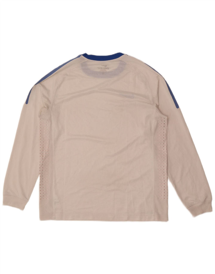 Nike Herren-Dri-Fit-Oberteil, langärmelig, groß, weißes Farbblock-Polyester