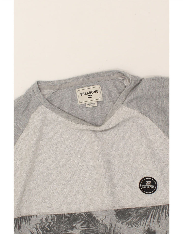 BILLABONG Boys Sweatshirt Jumper 15-16 Years Grey Colourblock Cotton Vintage Billabong and Second-Hand Billabong from Messina Hembry 