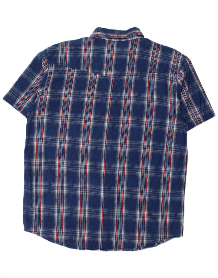 Wrangler Herren-Kurzarmhemd XL, blau kariert, Baumwolle