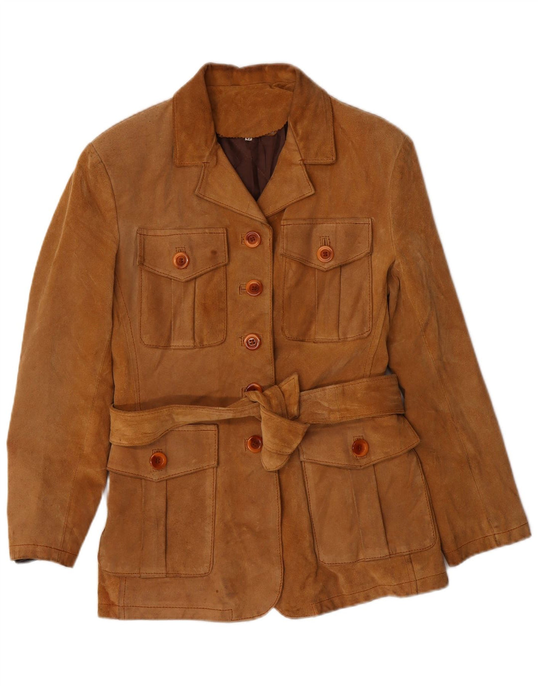 PIAZZA ITALIA Damen Wildlederjacke IT 42 Mittelbeiges Leder