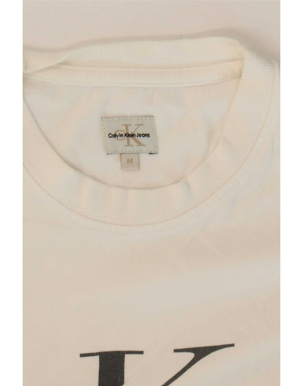 Calvin Klein Jeans Damen Crop Graphic T-Shirt Top UK 12 Mittelweiß