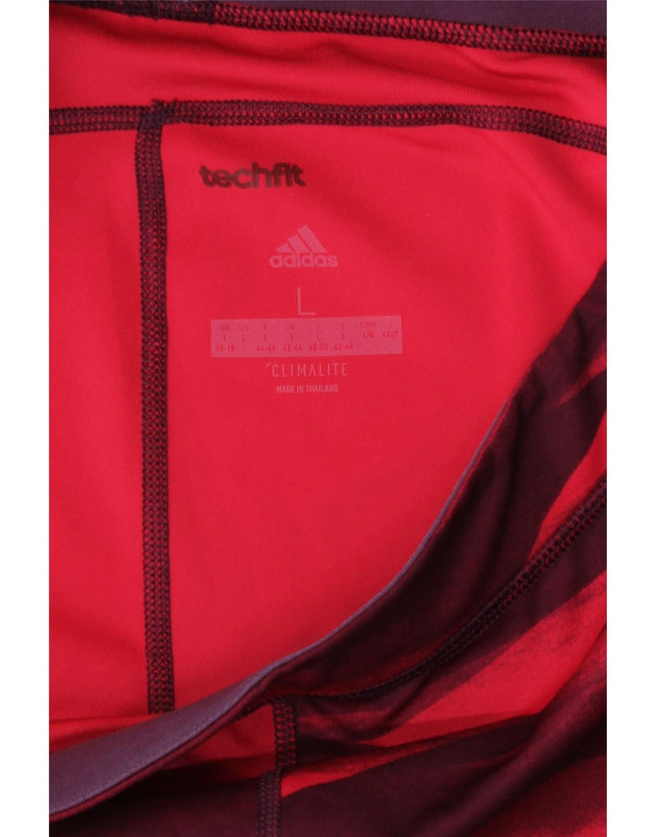 Adidas Damen Climalite Leggings UK 16/18 Large Burgund Geometrisch