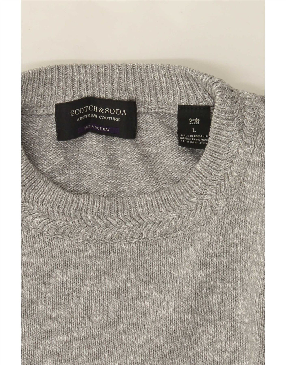 Scotch & Soda Herren-Pullover mit Rundhalsausschnitt, groß, grau meliert