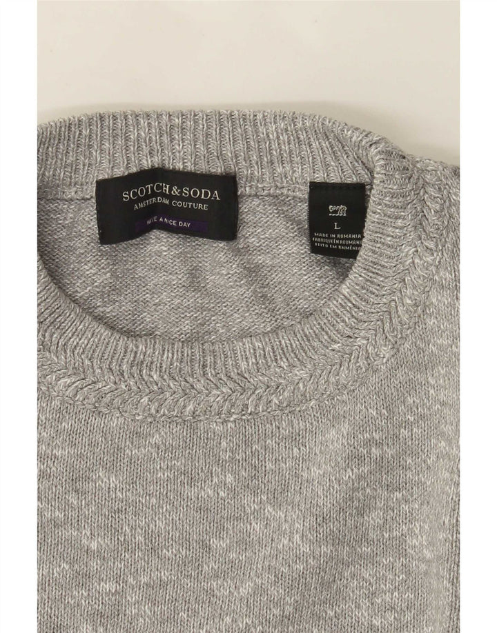 Scotch & Soda Herren-Pullover mit Rundhalsausschnitt, groß, grau meliert