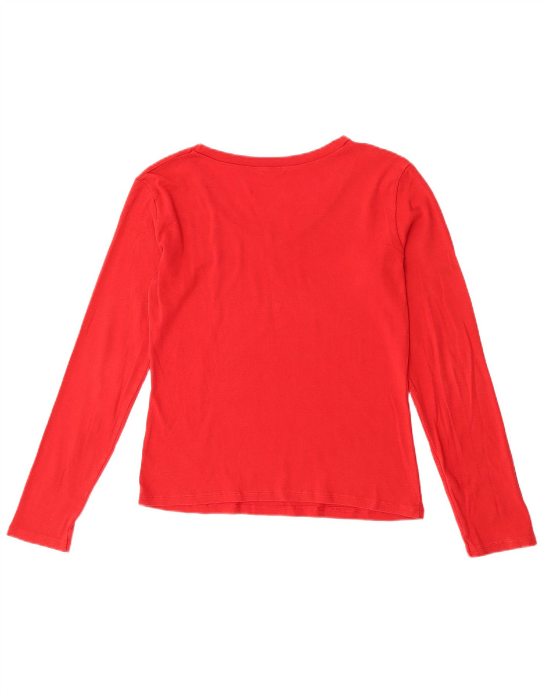 Benetton Damen Crop Top Langarm UK 14 Mittelrot