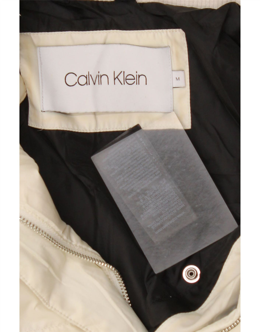 CALVIN KLEIN Wattierte Damenjacke mit Kapuze, UK 14, Medium, gebrochenes Weiß, Polyester