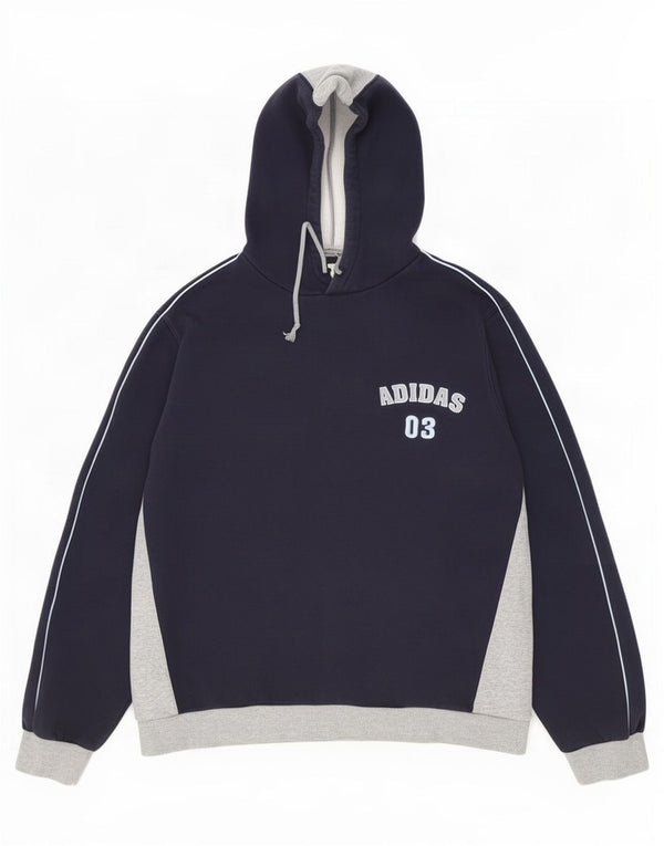 Adidas Herren-Kapuzenpullover mit Grafik, groß, marineblau, Colourblock-Baumwolle