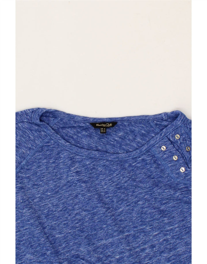 MASSIMO DUTTI Womens Top Long Sleeve UK 14 Medium Blue Flecked Cotton Vintage Massimo Dutti and Second-Hand Massimo Dutti from Messina Hembry 