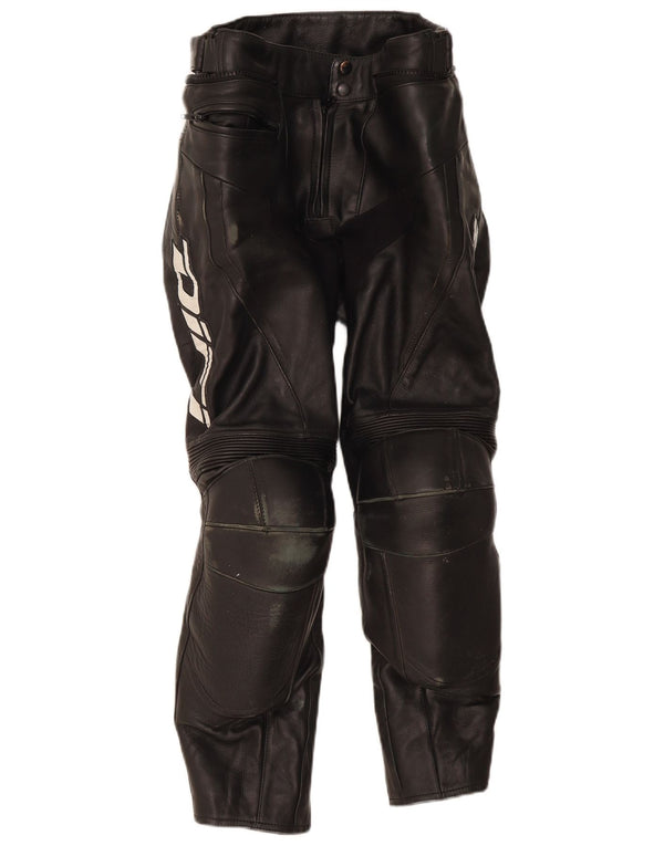 Difi Herren Leder Moto Racer Hose W30 L28 Schwarz Biker