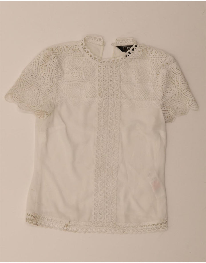 Lipsy Damen-Blusenoberteil, UK-Größe 6, XS, weiß, geblümt, Polyester