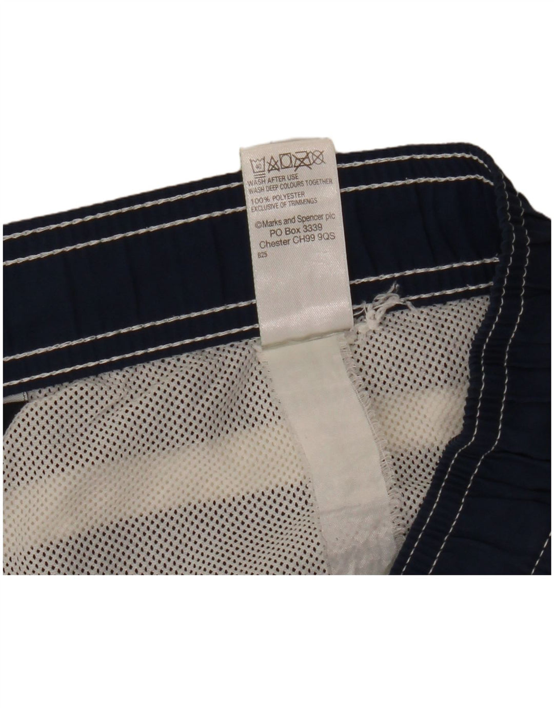 Marks & Spencer Herren-Badeshorts XL, marineblau, gestreift, Polyester