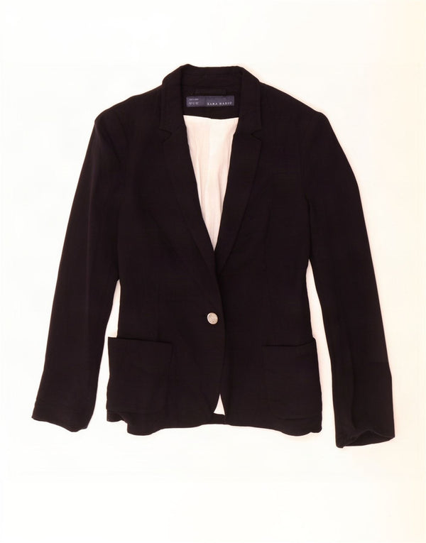 Zara Damen 1-Knopf-Blazerjacke UK 10 Small Schwarze Viskose